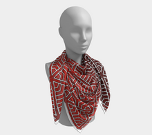 Load image into Gallery viewer, SplitHexagons1200 RedAlert SquareScarf