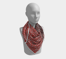 Load image into Gallery viewer, SplitHexagons1200 RedAlert SquareScarf