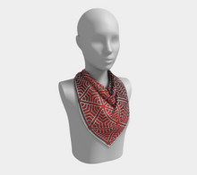 Load image into Gallery viewer, SplitHexagons1200 RedAlert SquareScarf