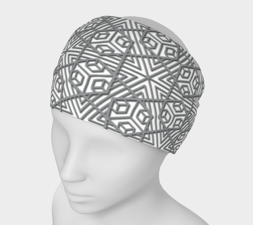 Blocks 500 Gray on White Headband